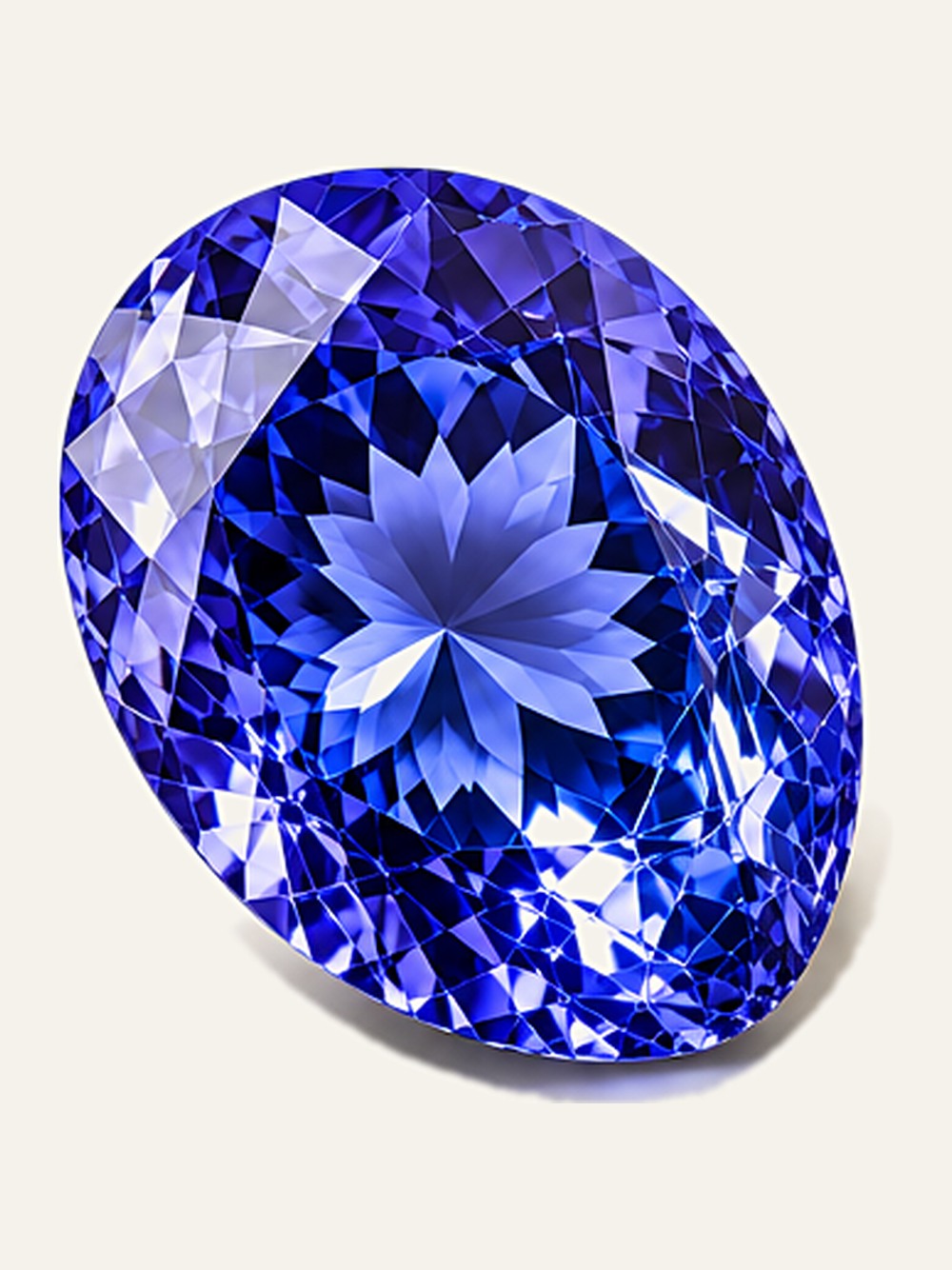 A round brilliant-cut violet-blue gemstone