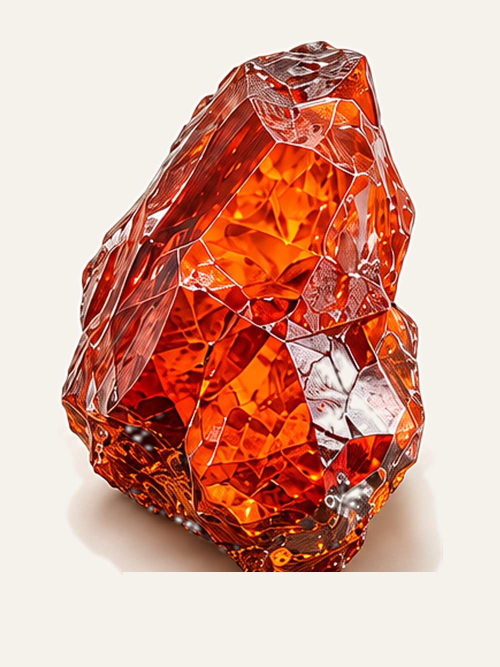 A piece of orange rough gem material, uncut