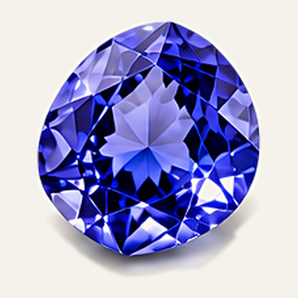 A pear-shaped violet-blue tanzanite