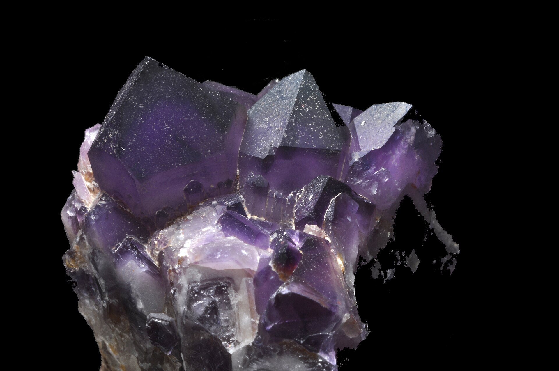 Citrine crystal mineral specimen — quartz var. amethyst : Ravin de Pégut (Filons des Espagnols), La Chapelle-sur-Usson, Jumeaux, Puy-de