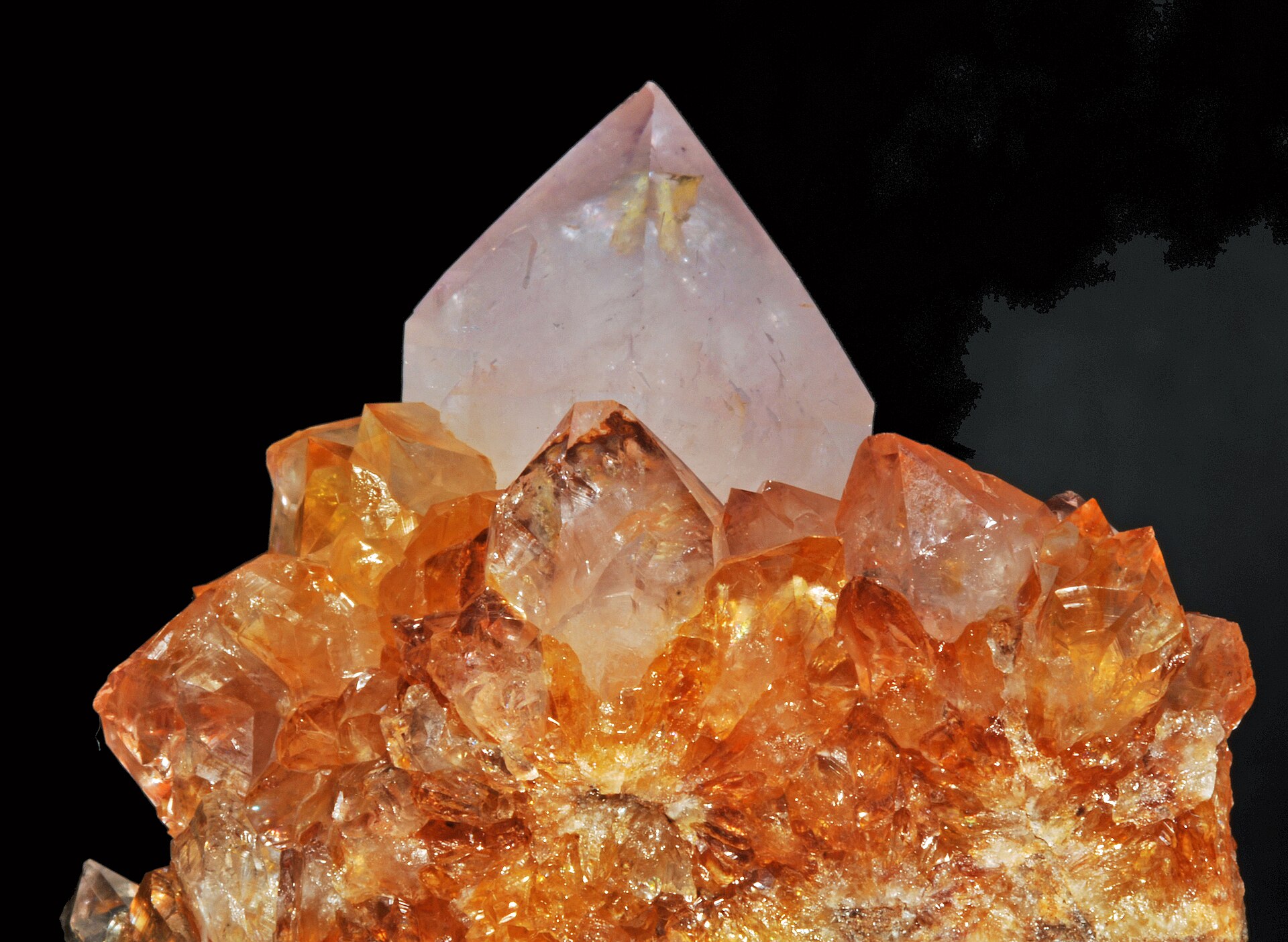 Citrine crystal mineral specimen — quartz var. amethyst, quartz var. citrine : Karibib District, Erongo Region, Namibia