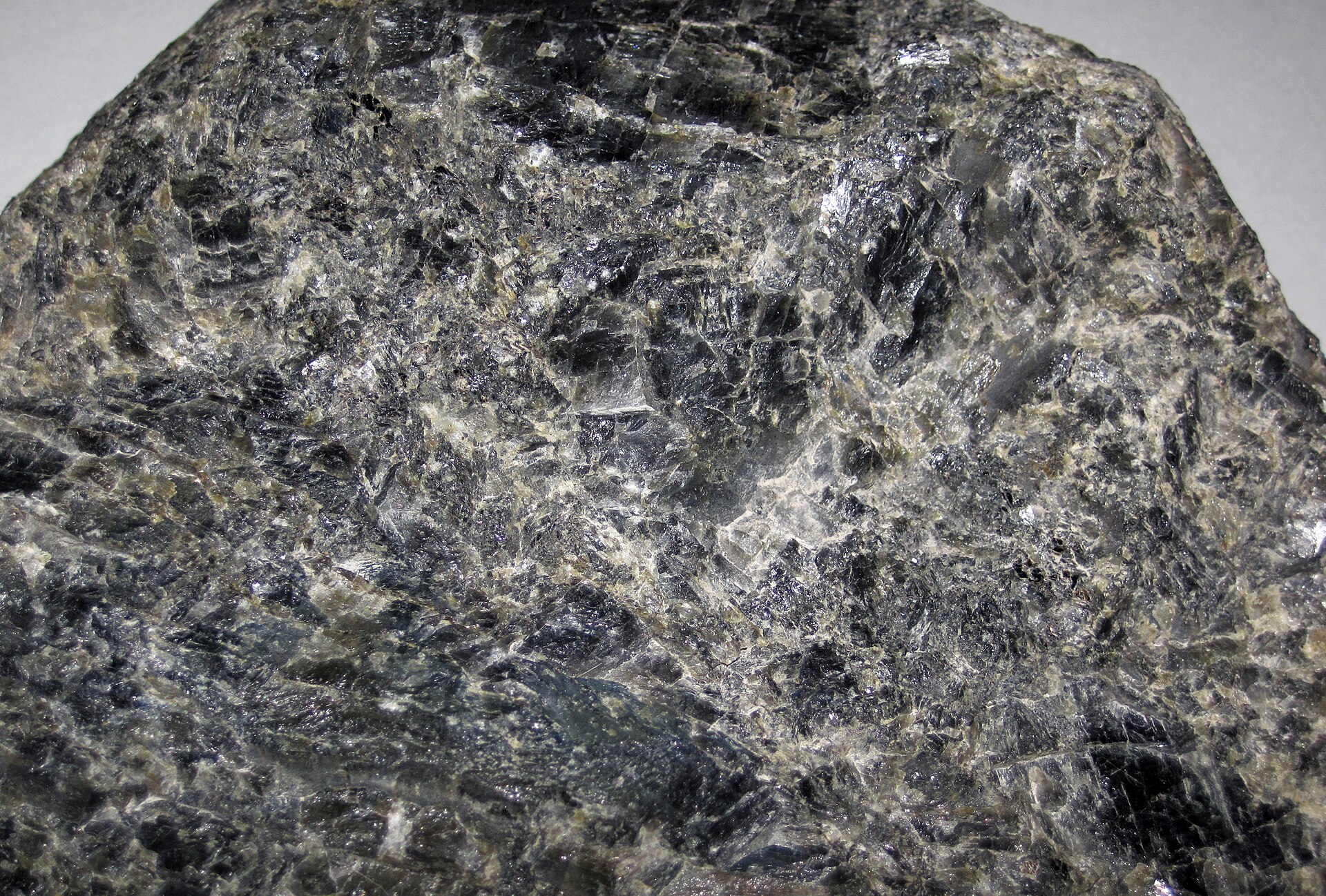 Labradorite mineral specimen — Anorthosite from the Precambrian of Finland. Anorthosite is a coarsely-crystalline, intrusive igneou