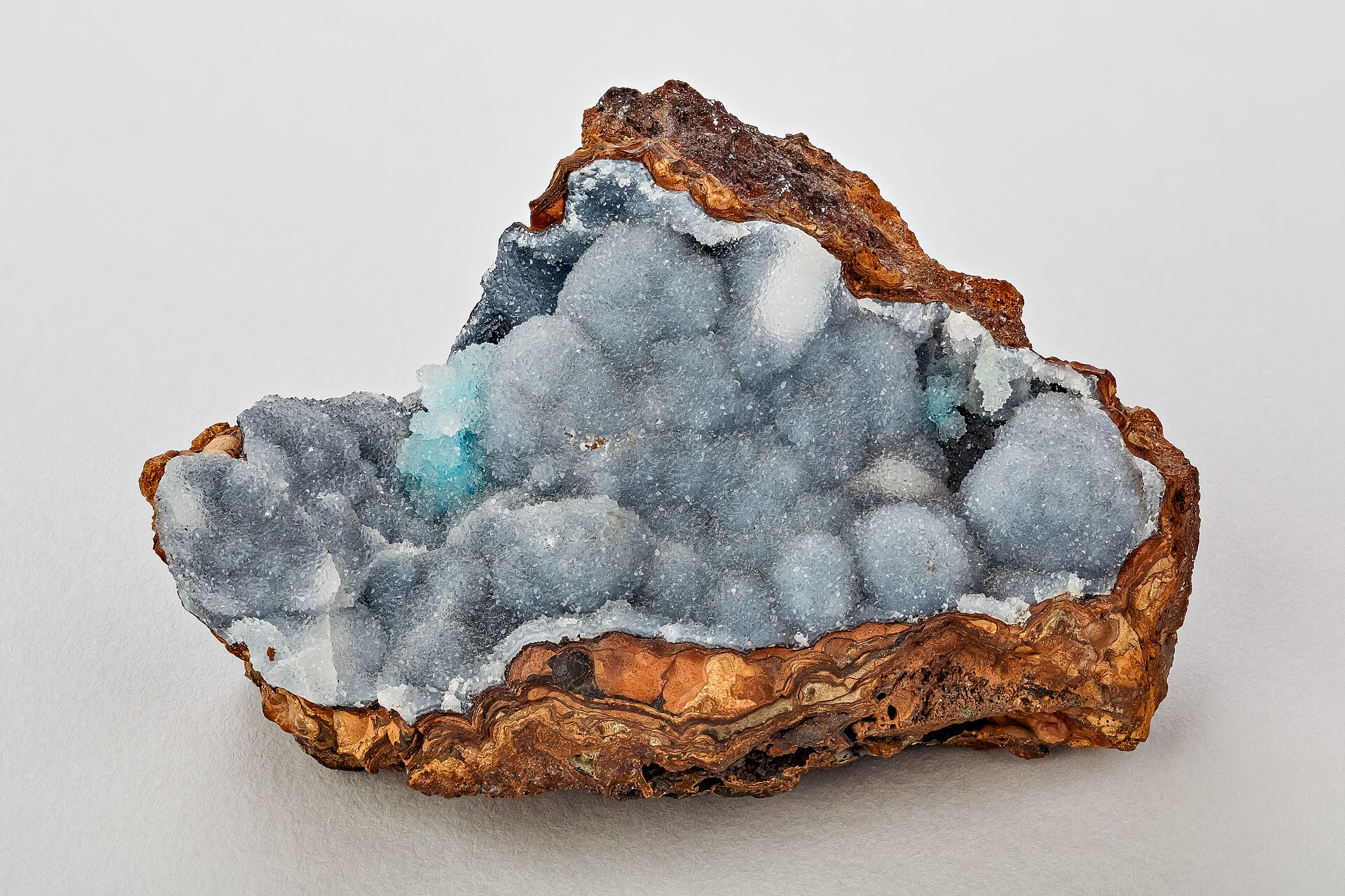 Quartz crystal mineral specimen — A geode with Prehnite-Laumontite crystals Note: The provenance and correct determination of this min
