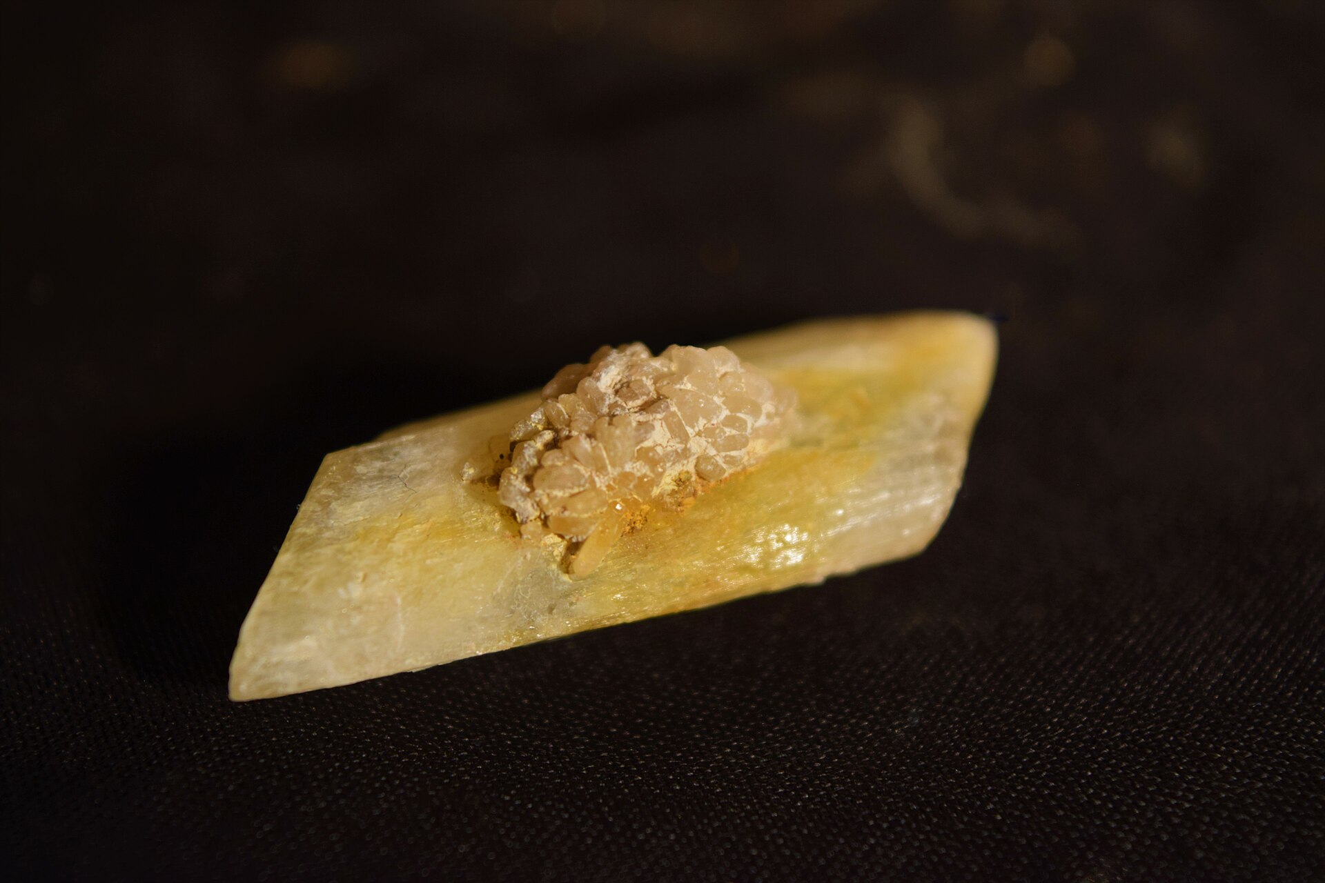 Selenite mineral specimen — Gypsum var. Selenite Rose on Tabular Crystal from Sandoval County, New Mexico