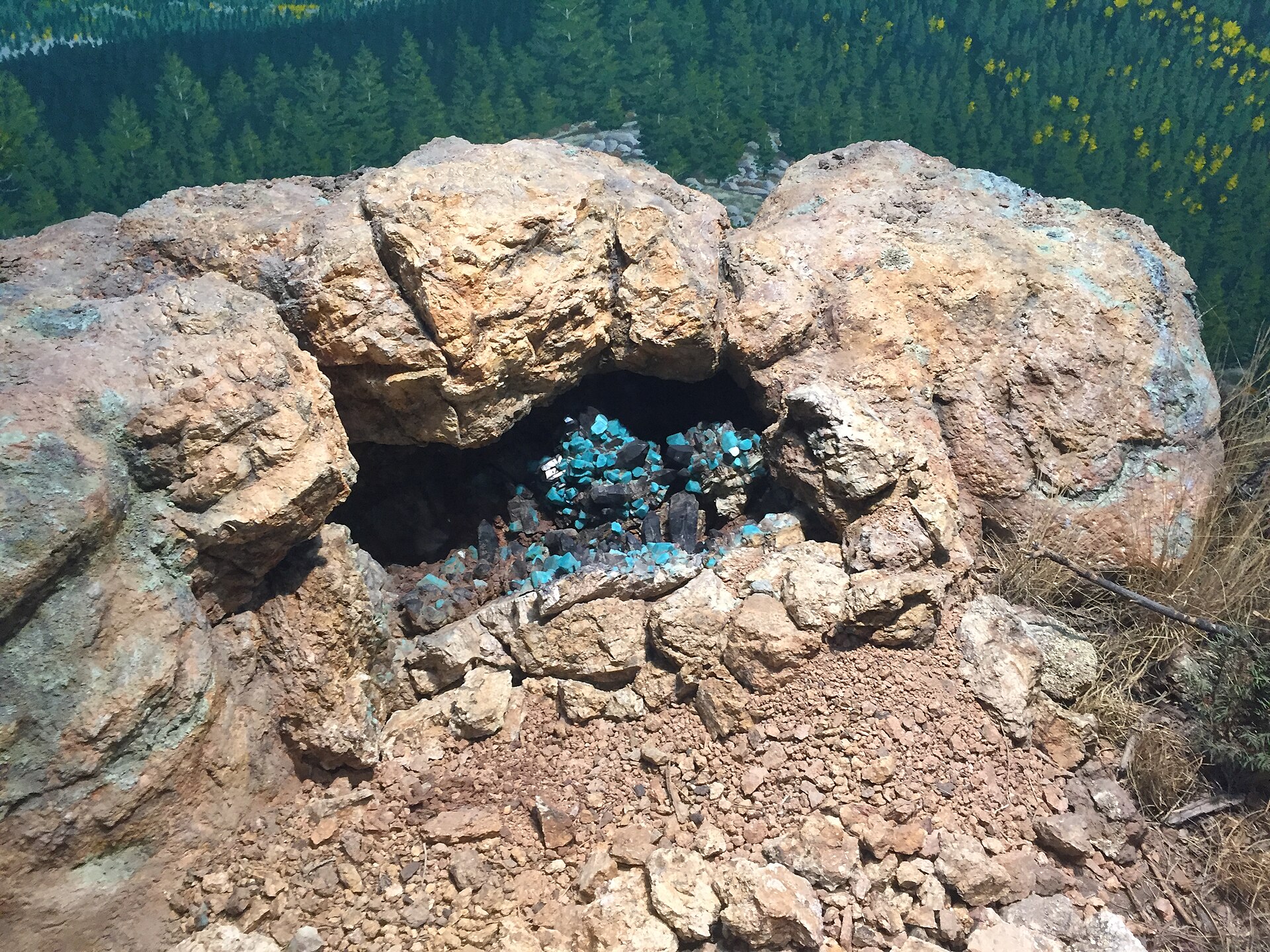 Smoky quartz mineral specimen — Amazonite and Smoky quartz diorama, located in the First-Level Rocks & Minerals Exhibit at the Denve