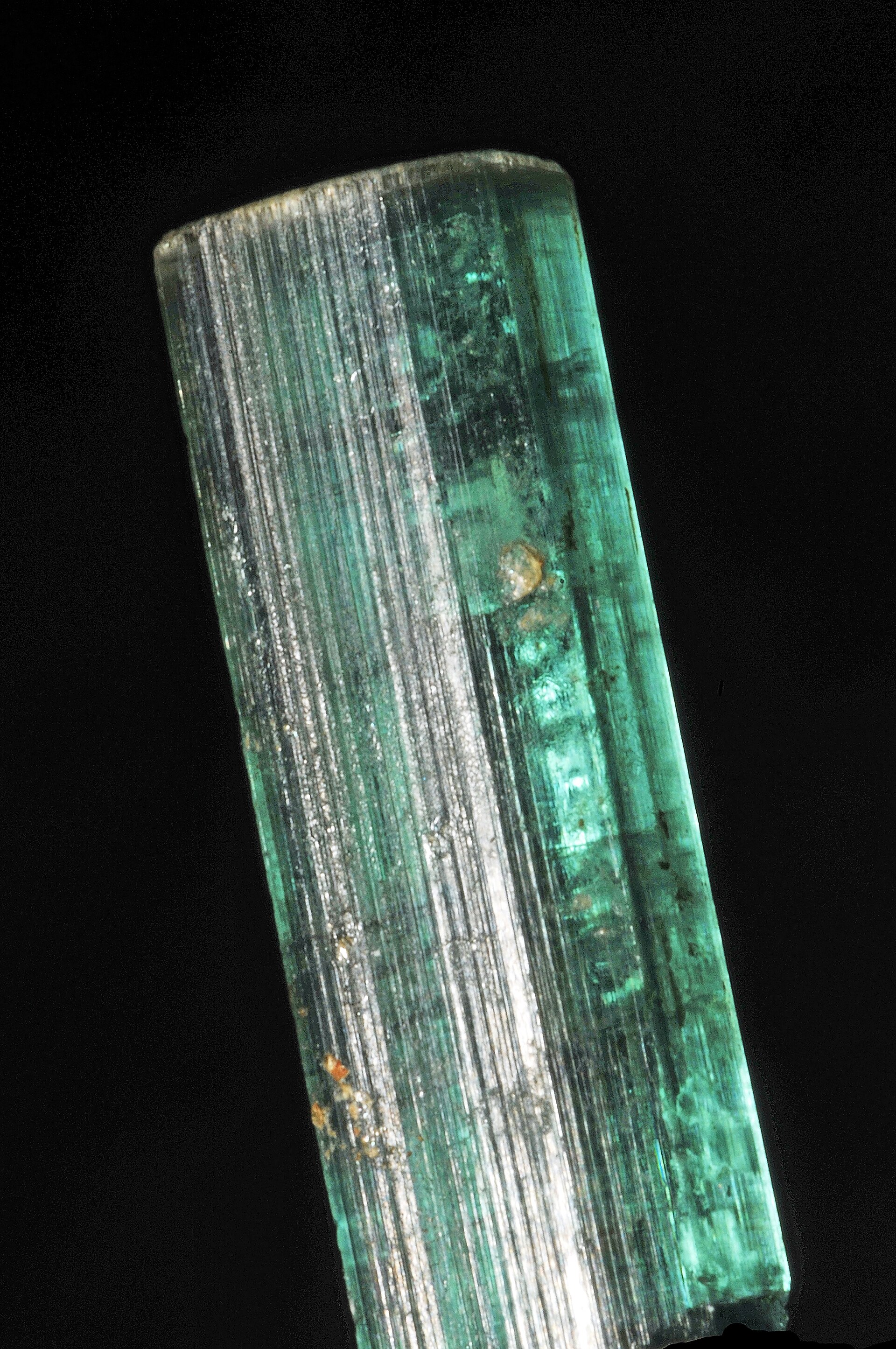 Tourmaline crystal mineral specimen — crystal of tourmaline var. paraiba : Batalha mine, São José da Batalha, Salgadinho, Borborema minera
