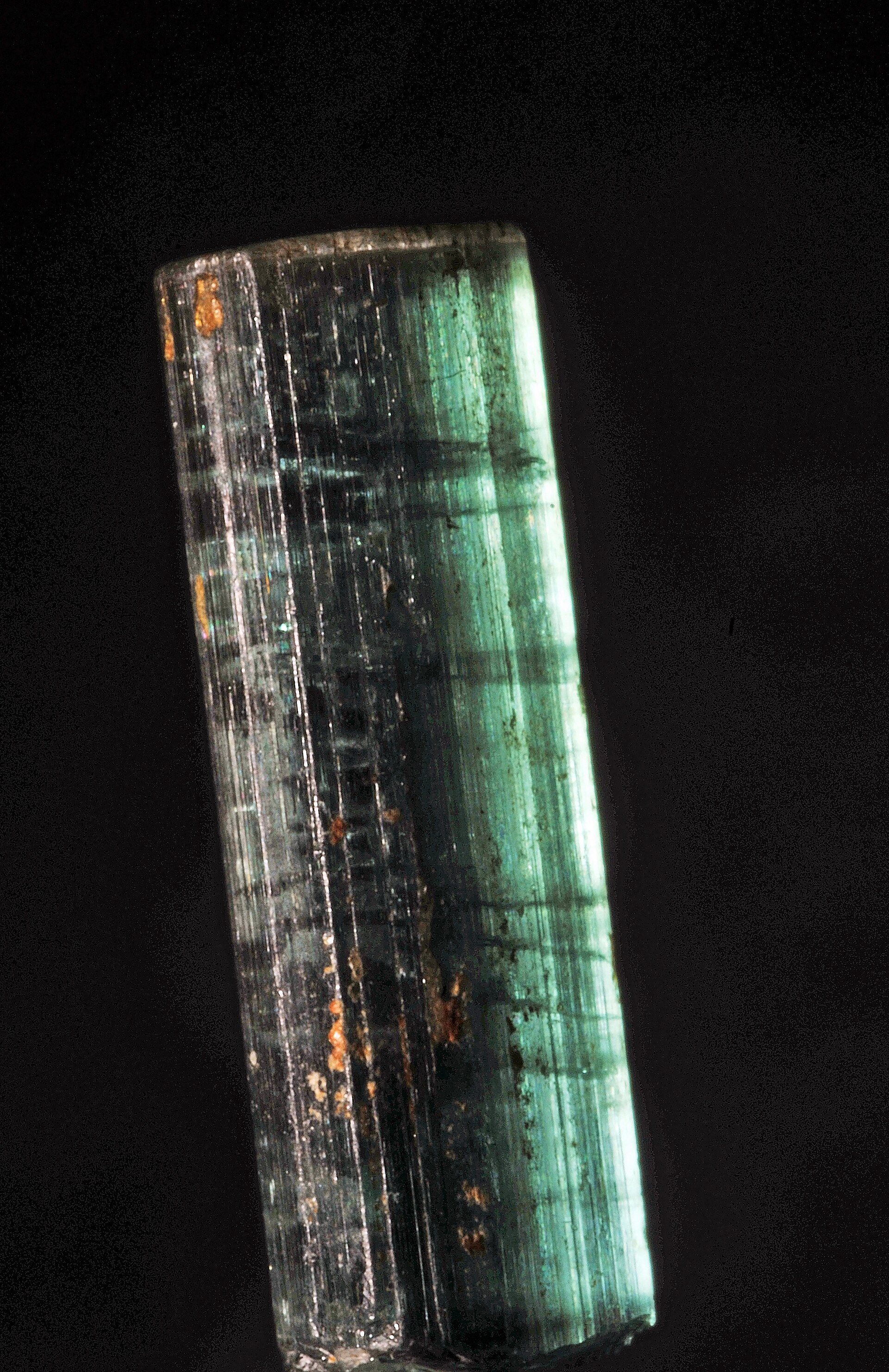 Tourmaline crystal mineral specimen — crystal of tourmaline var. paraiba : Batalha mine, São José da Batalha, Salgadinho, Borborema minera