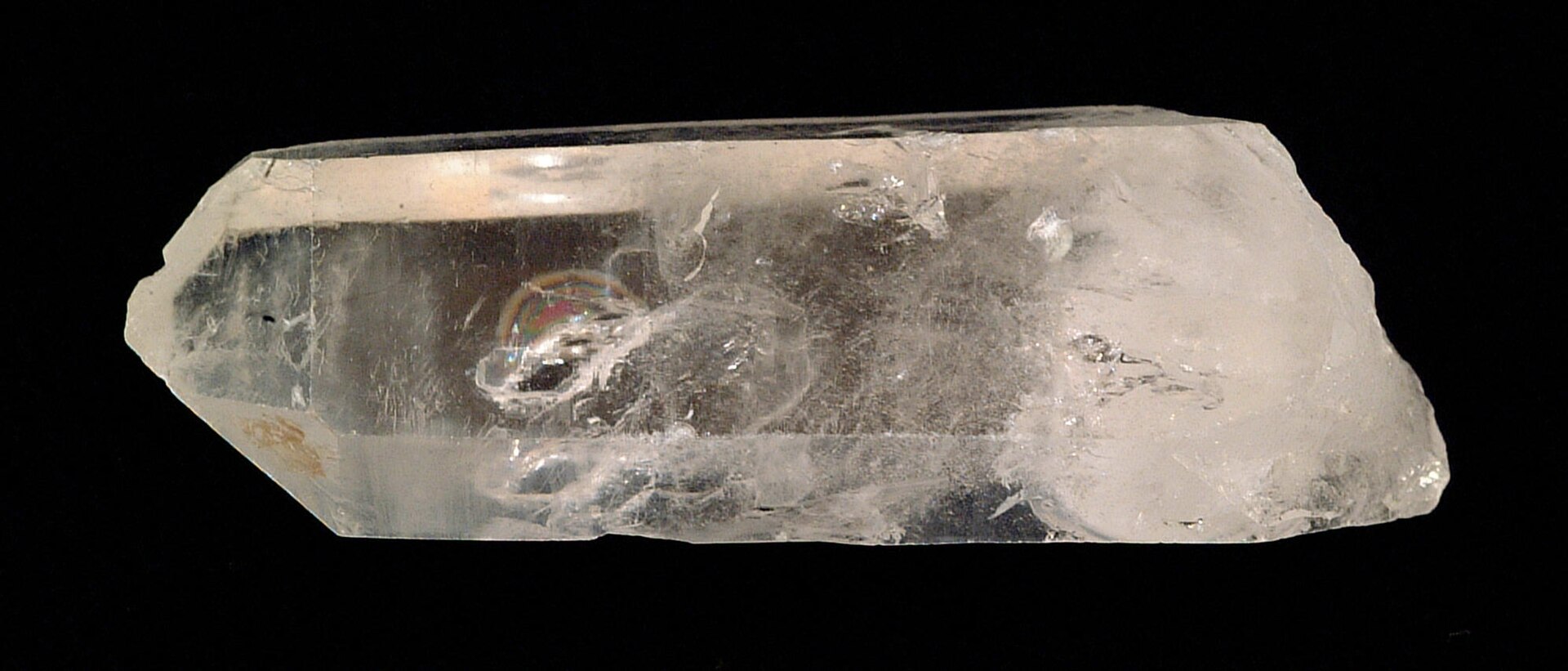 Tourmaline crystal mineral specimen — Rock crystal is the name given to all clear colorless quartz, SiO2 (silicon dioxide). Rock crystal o